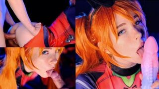 Sexy dívka Asuka Langley: slizký výstřik a kočička plnění - Mollyredwolf