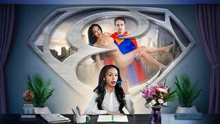 Zlobivý malý reportér Lois Lane topící se kvůli supermanův obrovský péro