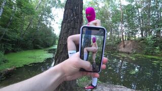 Blond teen souložit v cosplay, tvář cum balaklava