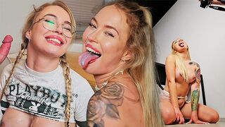 Vyberte obrovské spreje s big- breasted blondýnky dívky