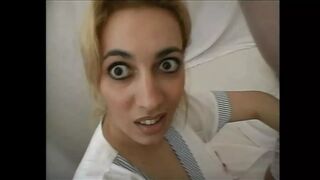 A hairy pussy lady sucks the dick and takes it deep into her ass